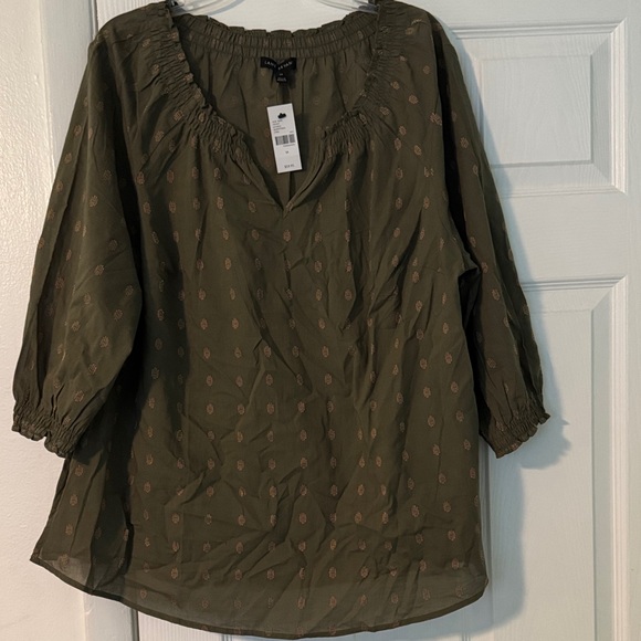 Lane Bryant Tops - Lane Bryant Olive Blouse with Pattern